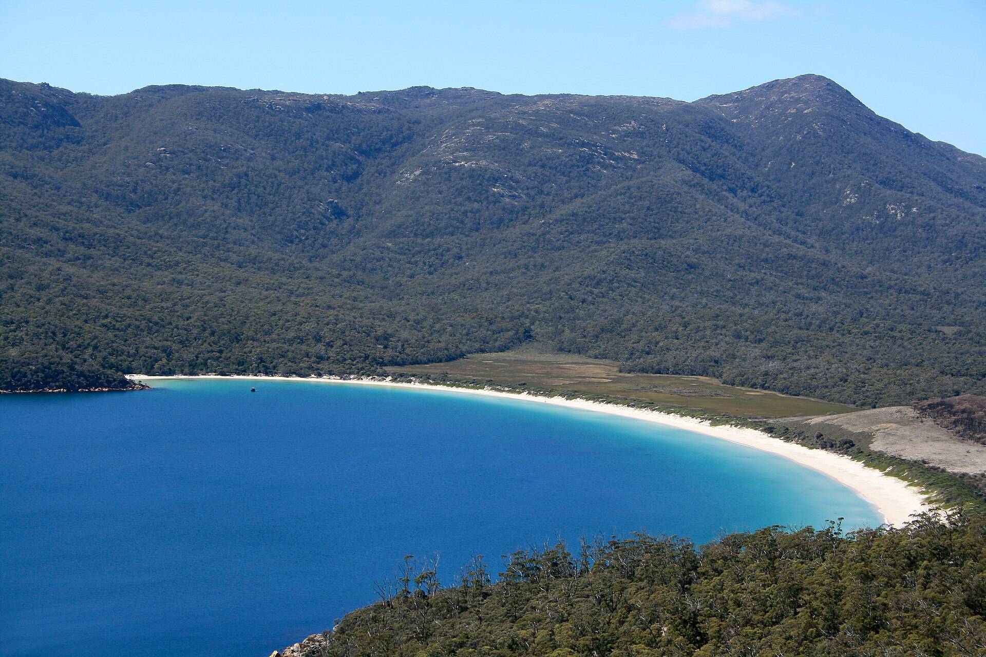 Wineglass Bay's perfect curve from the Hazards lookout