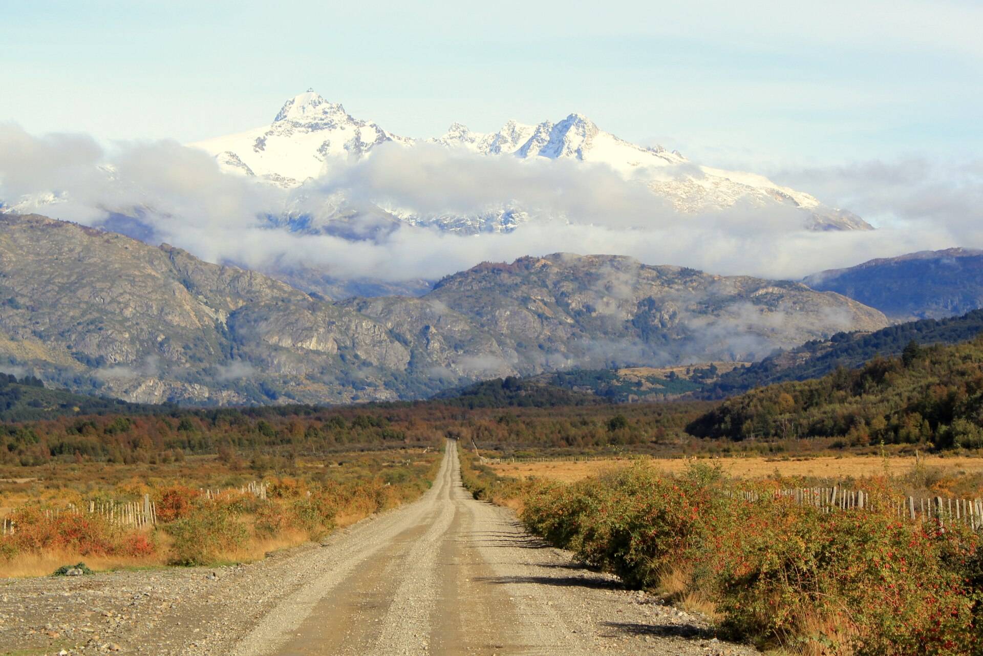 The gravel Carretera Austral threading Patagonia's peaks