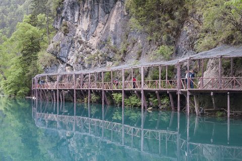 A mirror lake in Jiuzhaigou's valley