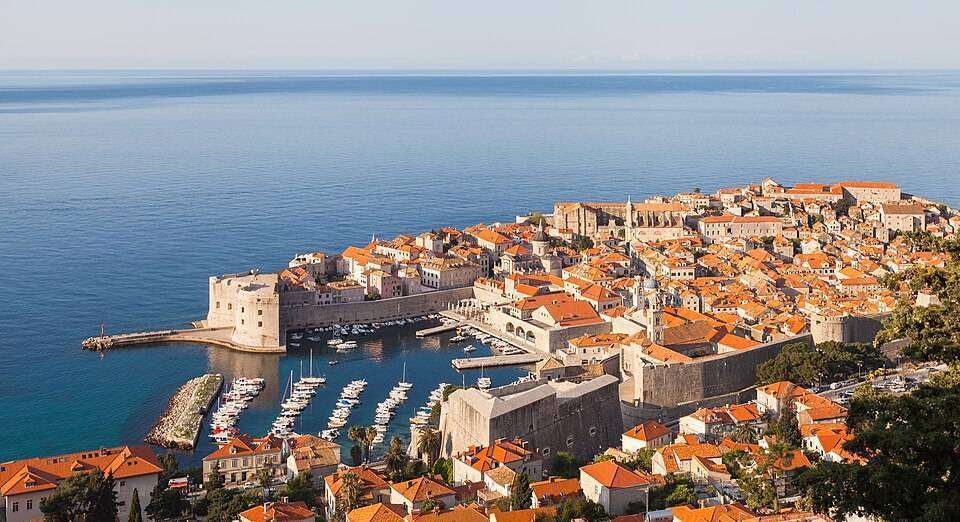 Dubrovnik's walled old town jutting into the Adriatic