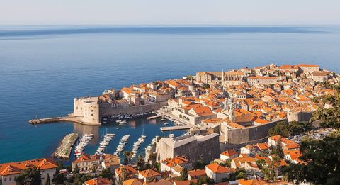 Dubrovnik's walled old town jutting into the Adriatic