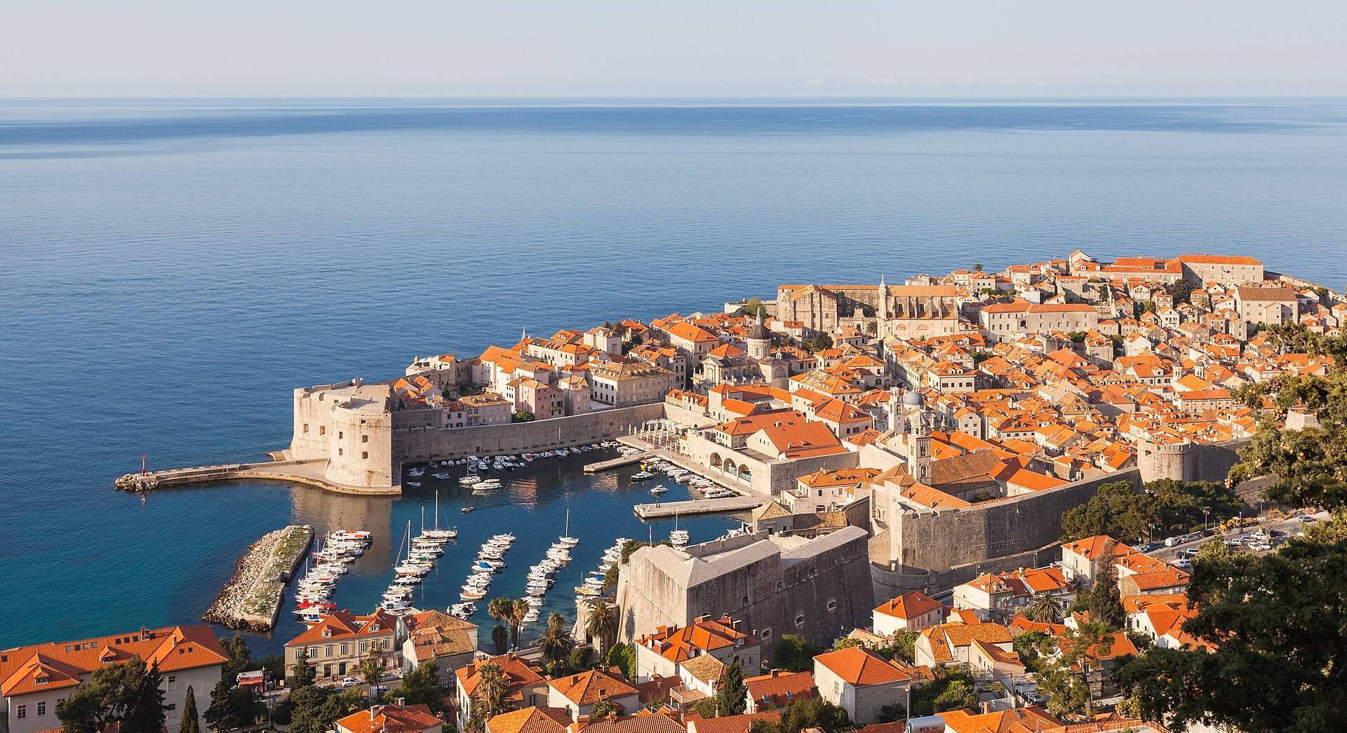Dubrovnik's walled old town jutting into the Adriatic