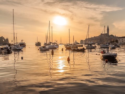 Rovinj harbour sunset — Istria: Pula to Opatija