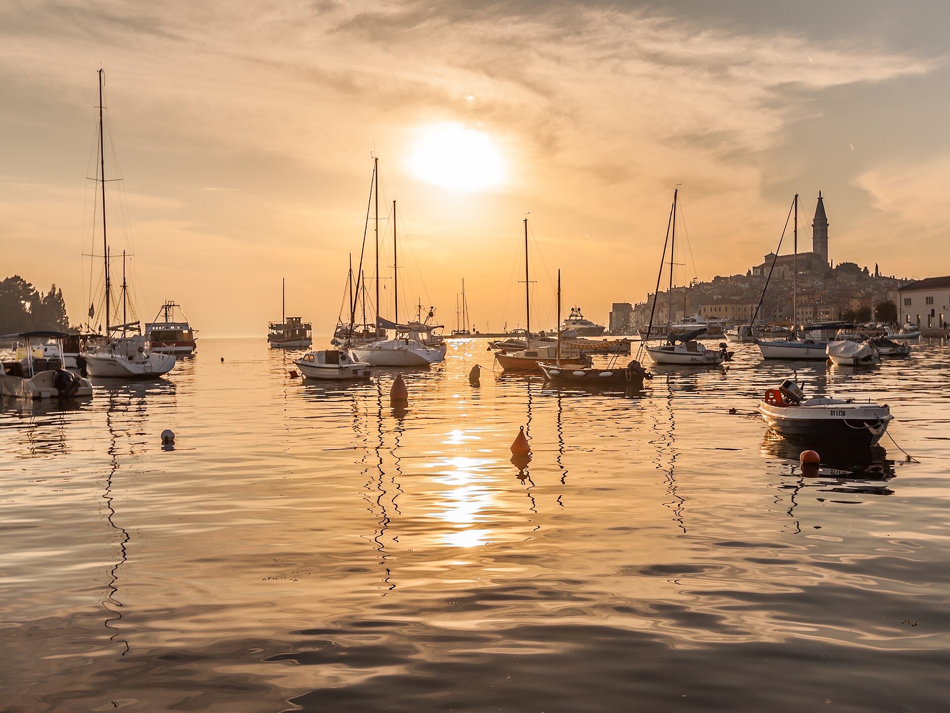 Rovinj harbour sunset — Istria: Pula to Opatija