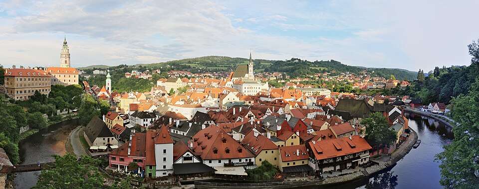 Český Krumlov's castle tower over the Vltava loop