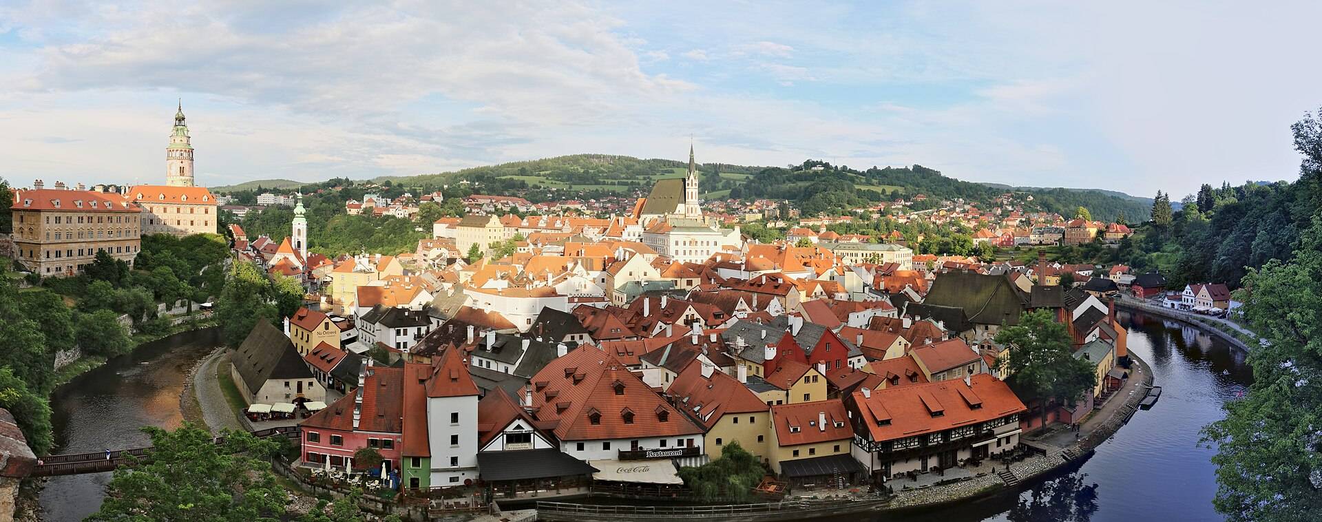 Český Krumlov's castle tower over the Vltava loop