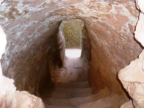 A rock-hewn church cut down into the ground at Lalibela
