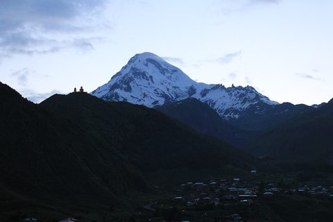 Gergeti Trinity Church beneath Mount Kazbek's snows