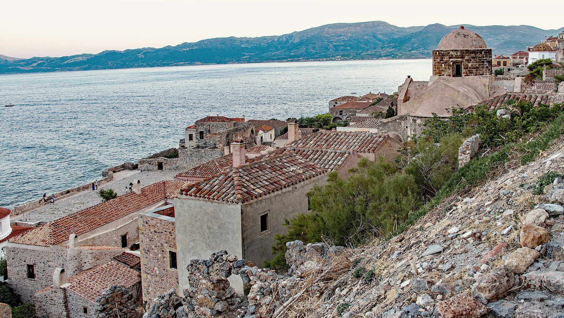 Monemvasia's walled town against the rock