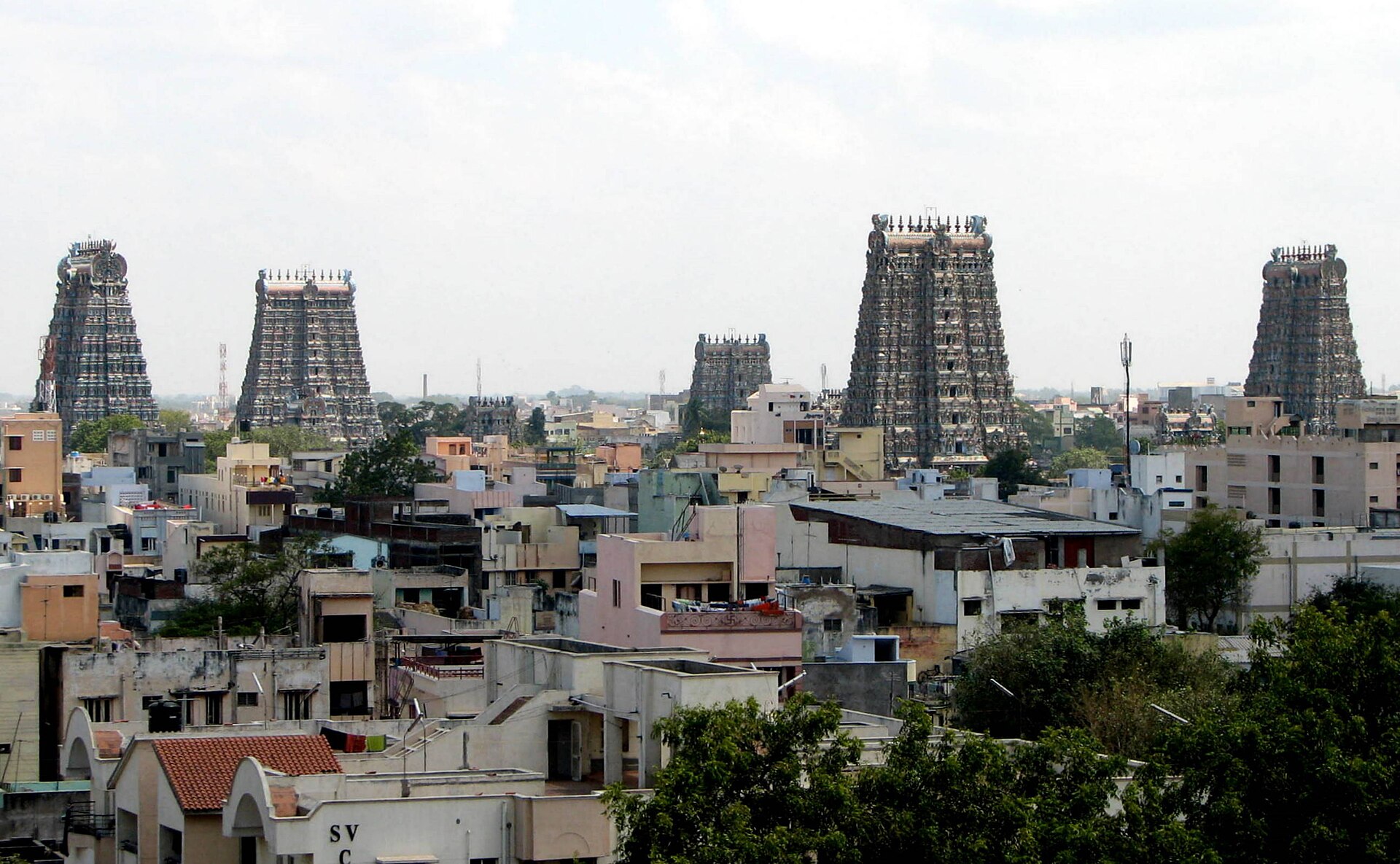 The painted gopuram of Madurai's Meenakshi temple