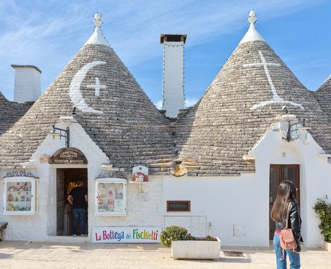 Trulli cones along an Alberobello lane