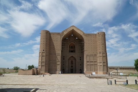 The tiled dome of Yasawi's mausoleum at Turkistan
