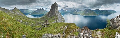 Segla mountain rising sheer above the fjord on Senja