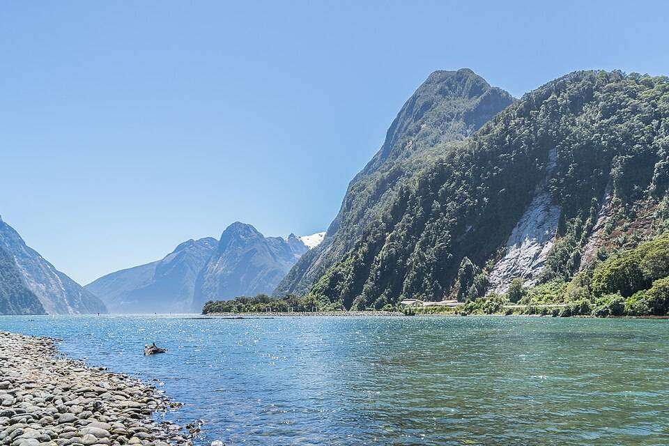 Mitre Peak reflected in the still water of Milford Sound