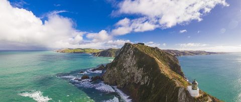 Nugget Point lighthouse above the islets