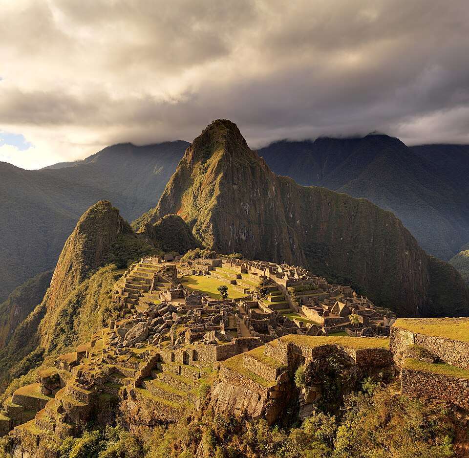 Machu Picchu's terraces beneath Huayna Picchu