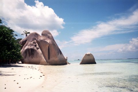 Anse Source Argent boulders — Mahé to La Digue