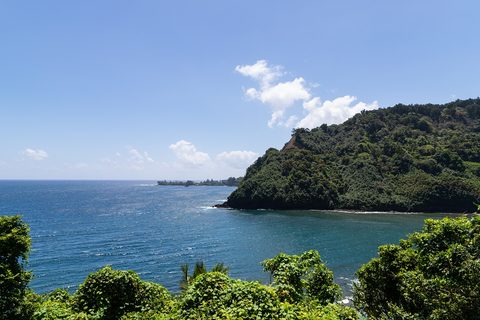 The Hana road threading the sea cliffs