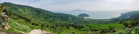 The Hai Van Pass coast road curving high above the South China Sea