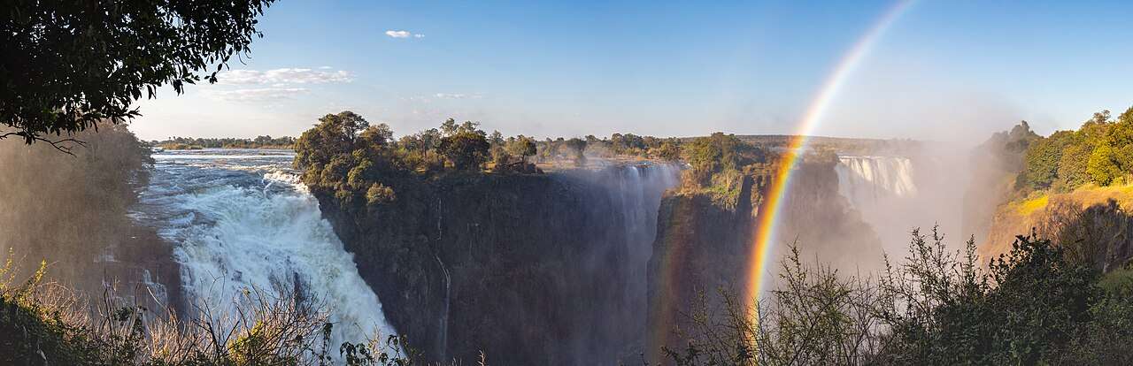 Victoria Falls thundering into its mile-wide gorge